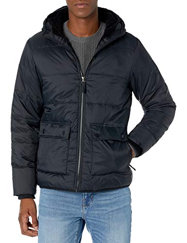 Amazon Essentials Herren Langärmelige, Wasserabweisende Pufferjacke mit Sherpa-Futter, Schwarz, XL von Amazon Essentials