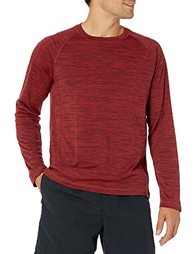 Amazon Essentials Herren Langärmeliges, Schnell Trocknendes Bade-T-Shirt, Rot Meliert, M von Amazon Essentials