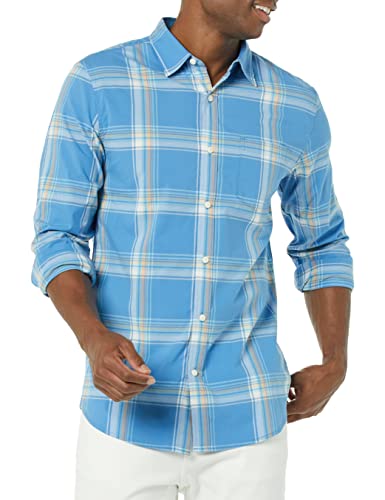 Amazon Essentials Herren Langärmeliges Hemd Aus Stretch-Popeline Mit Schlanker Passform, Hellblau Orange Karomuster, XXL Amazon Essentials Herren Langärmeliges Hemd Aus Stretch-Popeline Mit Schlanker Passform, Hellblau Orange Karomuster, XXL von Amazon Essentials