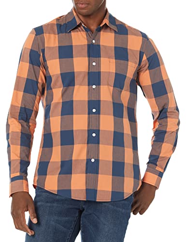Amazon Essentials Herren Langärmeliges Hemd aus Popeline, Schmale Passform, Blau Orange Büffel, XL Amazon Essentials Herren Langärmeliges Hemd aus Popeline, Schmale Passform, Blau Orange Büffel, XL von Amazon Essentials
