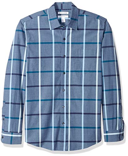 Amazon Essentials Herren Langärmeliges Hemd aus Popeline, Schmale Passform, Jeans Großes Karo, XS Amazon Essentials Herren Langärmeliges Hemd aus Popeline, Schmale Passform, Jeans Großes Karo, XS von Amazon Essentials