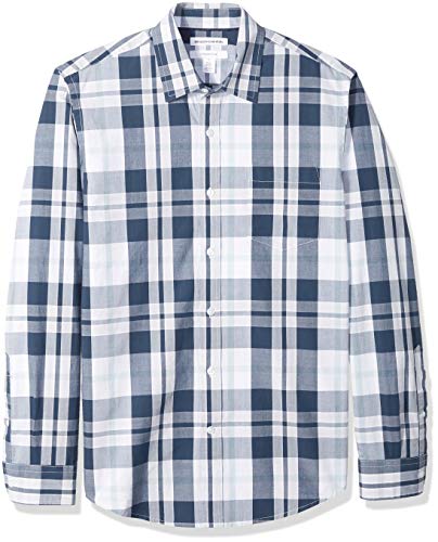 Amazon Essentials Herren Langärmeliges Hemd aus Popeline, Schmale Passform, Marineblau Weiß Großes Karo, XS Amazon Essentials Herren Langärmeliges Hemd aus Popeline, Schmale Passform, Marineblau Weiß Großes Karo, XS von Amazon Essentials
