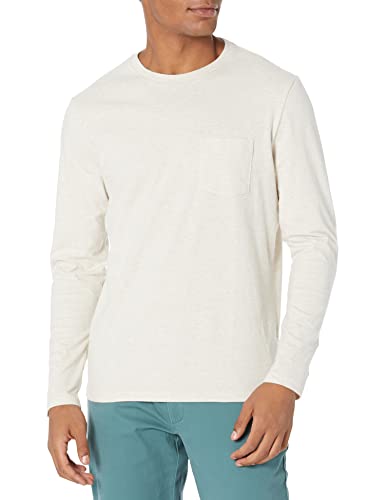 Amazon Essentials Herren Langärmeliges T-Shirt, Schmale Passform, Haferbeige Meliert, XL von Amazon Essentials