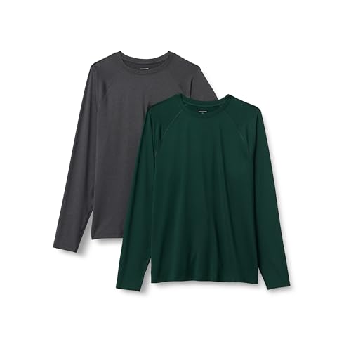Amazon Essentials Herren Langärmeliges T-Shirt aus Tech-Stretch, 2er-Pack, Dunkelgrün/Graphit Heide, XS Amazon Essentials Herren Langärmeliges T-Shirt aus Tech-Stretch, 2er-Pack, Dunkelgrün/Graphit Heide, XS von Amazon Essentials