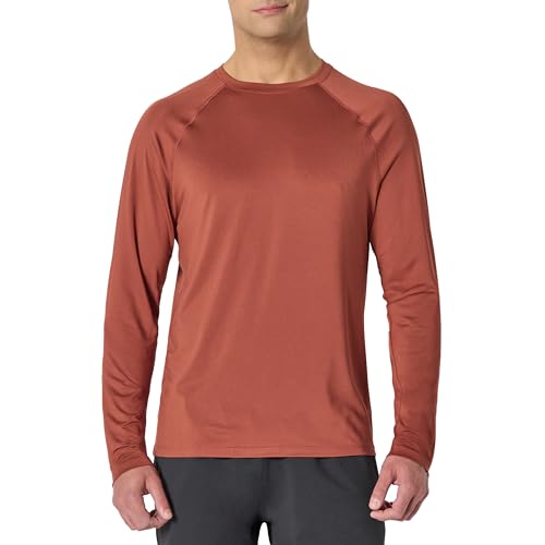 Amazon Essentials Herren Langärmeliges T-Shirt aus Tech-Stretch, 2er-Pack, Graphit Heide/Henna, S von Amazon Essentials