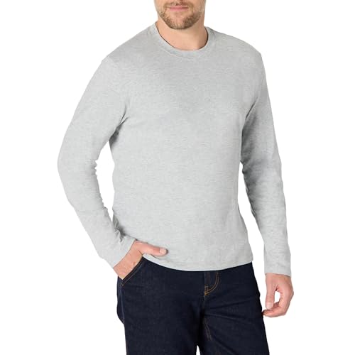 Amazon Essentials Herren Langärmeliges T-Shirt mit lockerer Passform, Mittelgrau Meliert, XXL von Amazon Essentials