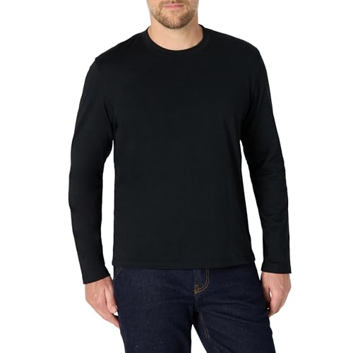Amazon Essentials Herren Langärmeliges T-Shirt mit lockerer Passform, Schwarz, S von Amazon Essentials