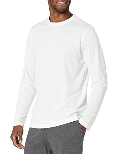 Amazon Essentials Herren Langärmeliges Tech-Funktions-T-Shirt, Weiß, 5XL Große Größen von Amazon Essentials