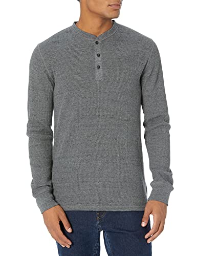 Amazon Essentials Herren Langärmeliges Waffel-Henley, Normale Passform, Dunkelgrau, M von Amazon Essentials