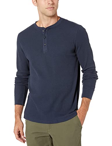 Amazon Essentials Herren Langärmeliges Waffel-Henley, Normale Passform, Marineblau, M von Amazon Essentials