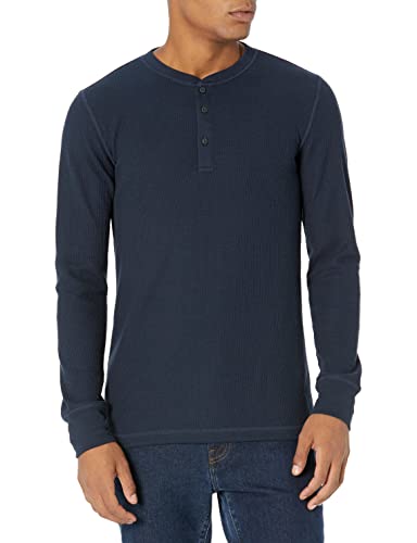 Amazon Essentials Herren Langärmeliges Waffel-Henley, Schmale Passform, Marineblau, M von Amazon Essentials