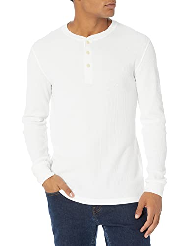 Amazon Essentials Herren Langärmeliges Waffel-Henley, Schmale Passform, Weiß, M von Amazon Essentials