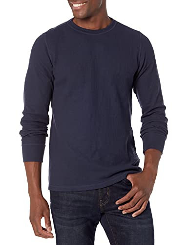 Amazon Essentials Herren Langärmeliges Waffel-Shirt, Normale Passform, Marineblau, L von Amazon Essentials