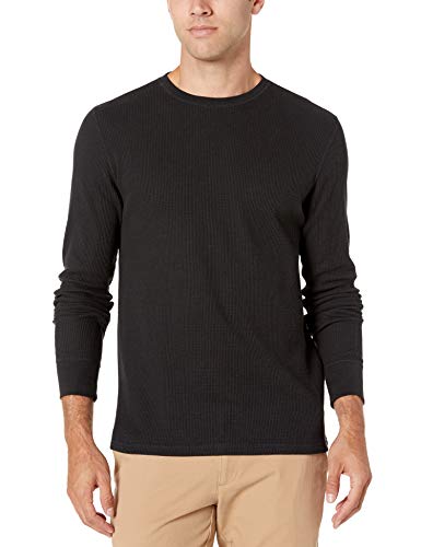 Amazon Essentials Herren Langärmeliges Waffel-Shirt, Schmale Passform, Schwarz, L von Amazon Essentials