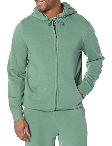 Amazon Essentials Herren Langärmliger French-Terry-Hoodie mit durchgehendem Reißverschluss (erhältlich in den Größen Big & Tall), Salbeigrün, L von Amazon Essentials