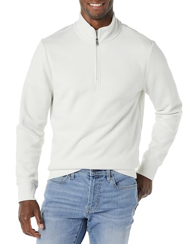 Amazon Essentials Herren Langärmliges Fleece-Sweatshirt Mit Viertelreißverschluss, Hellgrau, M von Amazon Essentials