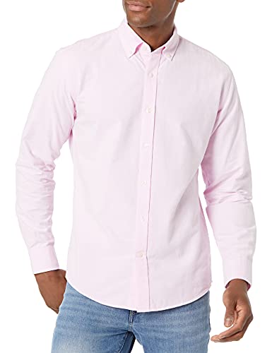 Amazon Essentials Herren Langärmliges Hemd aus Stretch-Oxford in normaler Passform (erhältlich in Big & Tall), Blassrosa, XXL von Amazon Essentials