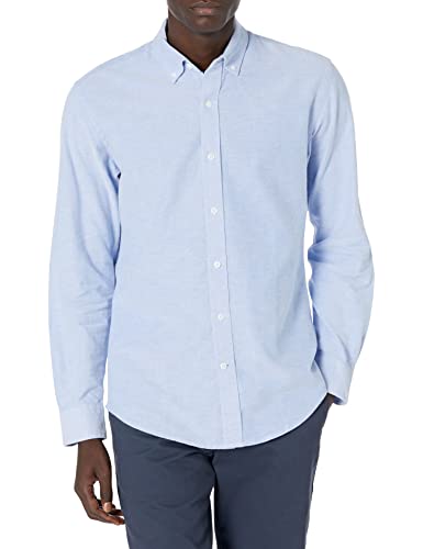 Amazon Essentials Herren Langärmliges Hemd aus Stretch-Oxford in normaler Passform (erhältlich in Big & Tall), Puderblau, XXL von Amazon Essentials