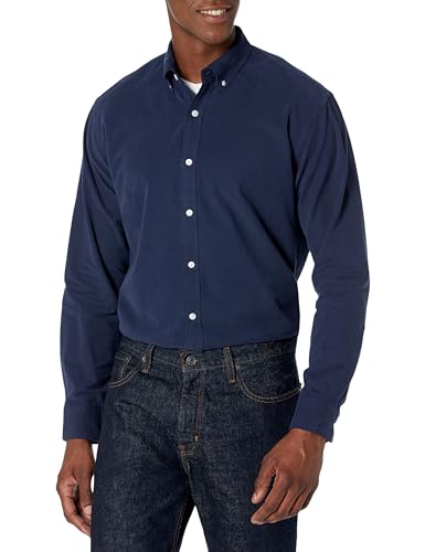 Amazon Essentials Herren Langärmliges Oxford-Hemd mit normaler Passform, Marineblau, M von Amazon Essentials