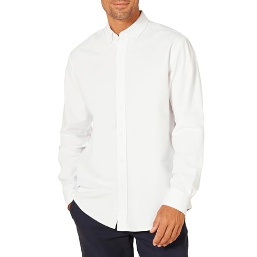 Amazon Essentials Herren Langärmliges Oxford-Hemd mit normaler Passform, Weiß, XXL von Amazon Essentials