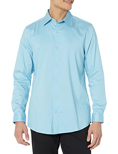 Amazon Essentials Herren Langärmliges Stretch-Oberhemd mit normaler Passform, Himmelblau, L von Amazon Essentials