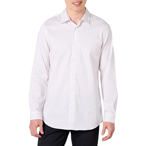 Amazon Essentials Herren Langärmliges Stretch-Oberhemd mit schmaler Passform, Lavendel Weiß Fensterkaros, M von Amazon Essentials