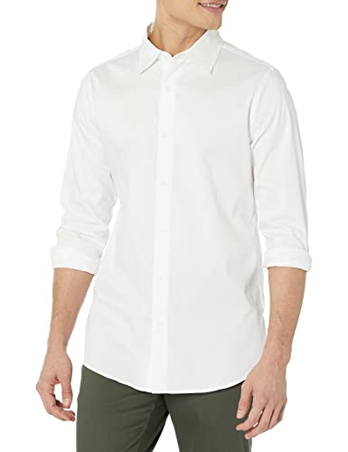 Amazon Essentials Herren Langärmliges Stretch-Oberhemd mit schmaler Passform, Weiß, L von Amazon Essentials