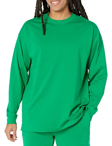Amazon Essentials Herren Langärmliges T-Shirt In Übergroßer Passform Aus Bio-Baumwolle, Grün, M von Amazon Essentials