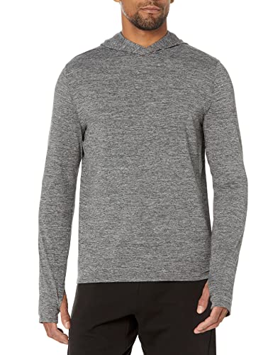 Amazon Essentials Herren Schnelltrocknendes Active-Langarmshirt Mit Kapuze Aus Funktionsstretch, Grau Space-dye, XXL von Amazon Essentials