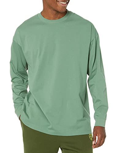 Amazon Essentials Herren Langärmliges T-Shirt in übergroßer Passform aus 100 % Bio-Baumwolle, Salbeigrün, XXL von Amazon Essentials