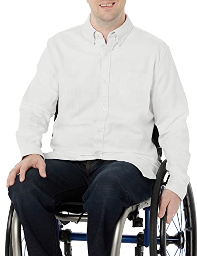 Amazon Essentials Herren Langarm-Hemd aus Stretch-Oxford mit normaler Passform und Tasche (erhältlich in Big & Tall), Hellgrau Vertikale Streifen, XS von Amazon Essentials