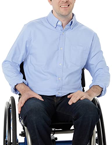 Amazon Essentials Herren Langarm-Hemd aus Stretch-Oxford mit normaler Passform und Tasche (erhältlich in Big & Tall), Puderblau, L von Amazon Essentials
