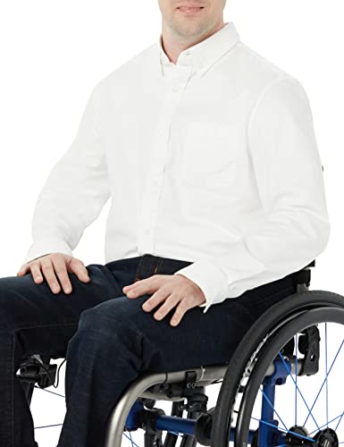 Amazon Essentials Herren Langarm-Hemd aus Stretch-Oxford mit normaler Passform und Tasche (erhältlich in Big & Tall), Weiß, XL von Amazon Essentials