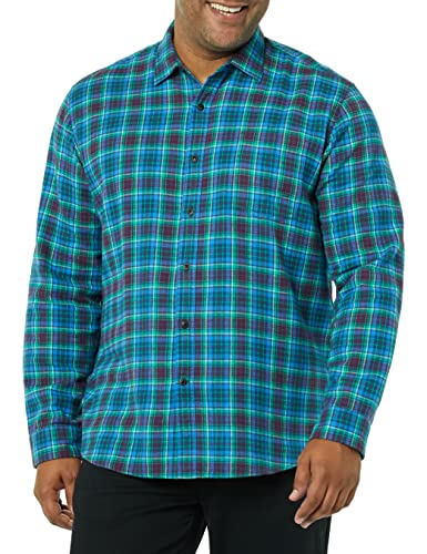 Amazon Essentials Herren Langarmhemd aus Flanell (in Übergröße erhältlich), Blau Burgunderrot Grün Karomuster, XL von Amazon Essentials