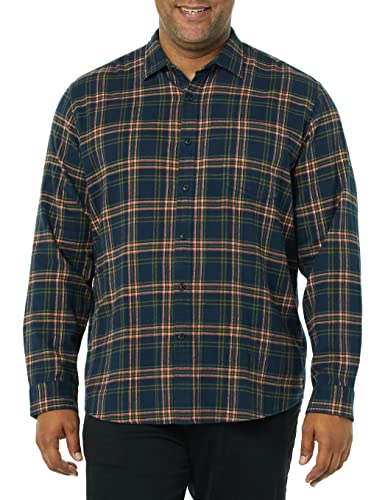Amazon Essentials Herren Langarmhemd aus Flanell (in Übergröße erhältlich), Dunkles Marineblau Karomuster, XXL von Amazon Essentials