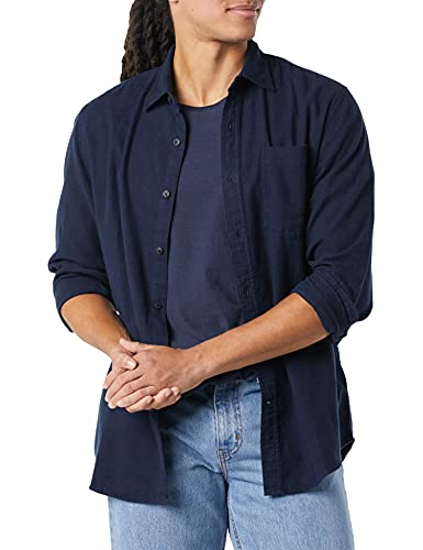Amazon Essentials Herren Langarmhemd aus Flanell (in Übergröße erhältlich), Marineblau, L von Amazon Essentials