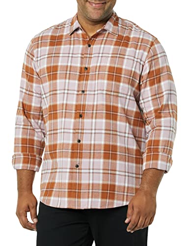 Amazon Essentials Herren Langarmhemd aus Flanell (in Übergröße erhältlich), Mauve Rostfarben Karomuster, XXL von Amazon Essentials