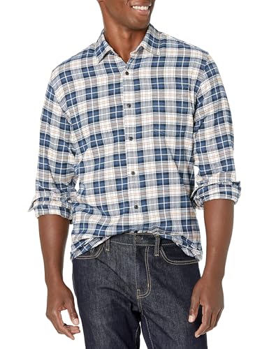 Amazon Essentials Herren Langarmhemd aus Flanell (in Übergröße erhältlich), Mehrfarbig Check Plaid, L von Amazon Essentials