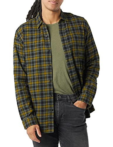 Amazon Essentials Herren Langarmhemd aus Flanell (in Übergröße erhältlich), Olivgrün, L von Amazon Essentials