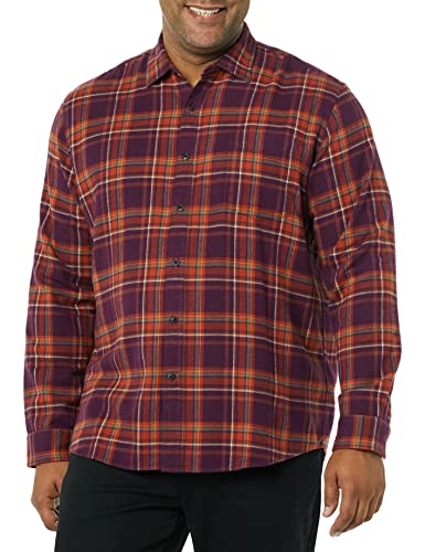Amazon Essentials Herren Langarmhemd aus Flanell (in Übergröße erhältlich), Pflaume Karomuster, L von Amazon Essentials