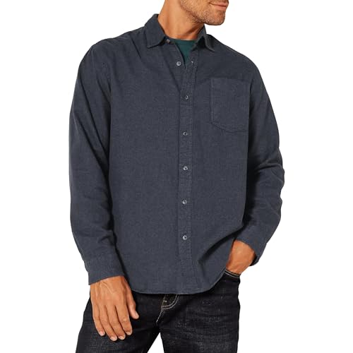 Amazon Essentials Herren Langarmhemd aus Flanell (in Übergröße erhältlich), Schwarz, XL von Amazon Essentials