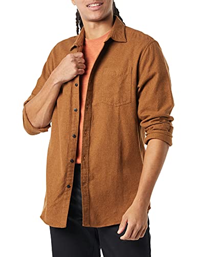 Amazon Essentials Herren Langarmhemd aus Flanell (in Übergröße erhältlich), Toffee Braun, S von Amazon Essentials