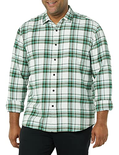 Amazon Essentials Herren Langarmhemd aus Flanell (in Übergröße erhältlich), Weiß Karomuster, XXL von Amazon Essentials