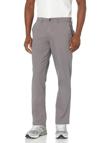 Amazon Essentials Herren Legere Stretch-Chinohose in sportlicher Passform (in Übergröße erhältlich), Dunkelgrau, 30W / 32L von Amazon Essentials