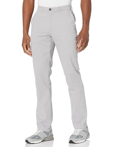 Amazon Essentials Herren Legere Stretch-Chinohose in sportlicher Passform (in Übergröße erhältlich), Grau, 42W / 29L von Amazon Essentials