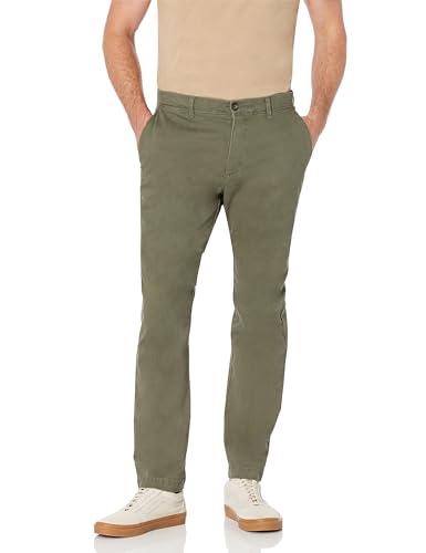 Amazon Essentials Herren Legere Stretch-Chinohose in sportlicher Passform (in Übergröße erhältlich), Olivgrün, 36W / 32L von Amazon Essentials