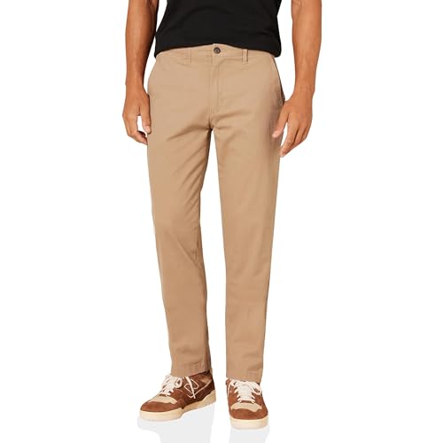 Amazon Essentials Herren Legere Stretch-Chinohose in sportlicher Passform (in Übergröße erhältlich), Pilzbraun, 32W / 32L von Amazon Essentials