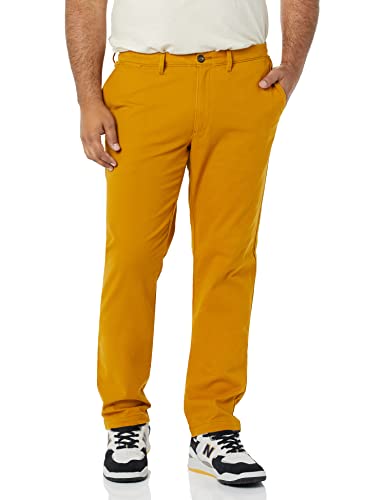 Amazon Essentials Herren Legere Stretch-Chinohose mit Enger Passform, Dunkles Kamelbraun, 32W / 29L von Amazon Essentials