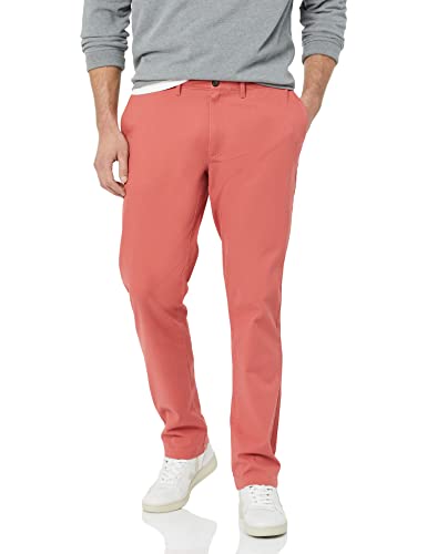 Amazon Essentials Herren Legere Stretch-Chinohose mit Enger Passform, Himbeerrot, 42W / 29L von Amazon Essentials