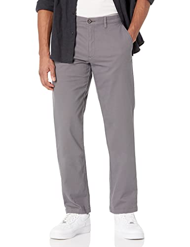 Amazon Essentials Herren Legere Stretch-Chinohose mit gerader Passform, Dunkelgrau, 35W / 28L von Amazon Essentials